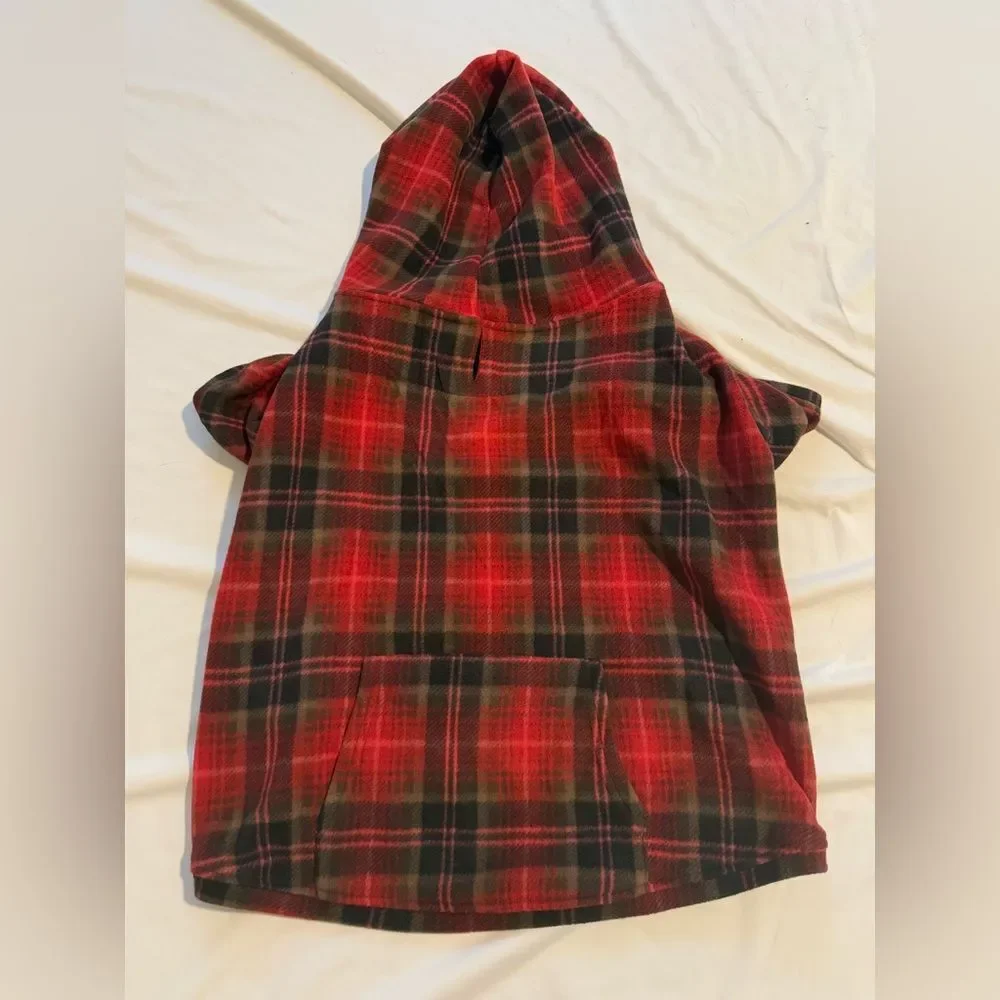 Skims Dog Fleece Sleep Hoodie Red Plaid
